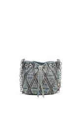 Women's Charm-D S-Mini bucket bag in argyle quilted denim Blue