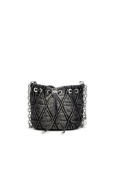 Women's Charm-D S-Mini bucket bag in treated quilted denim Black