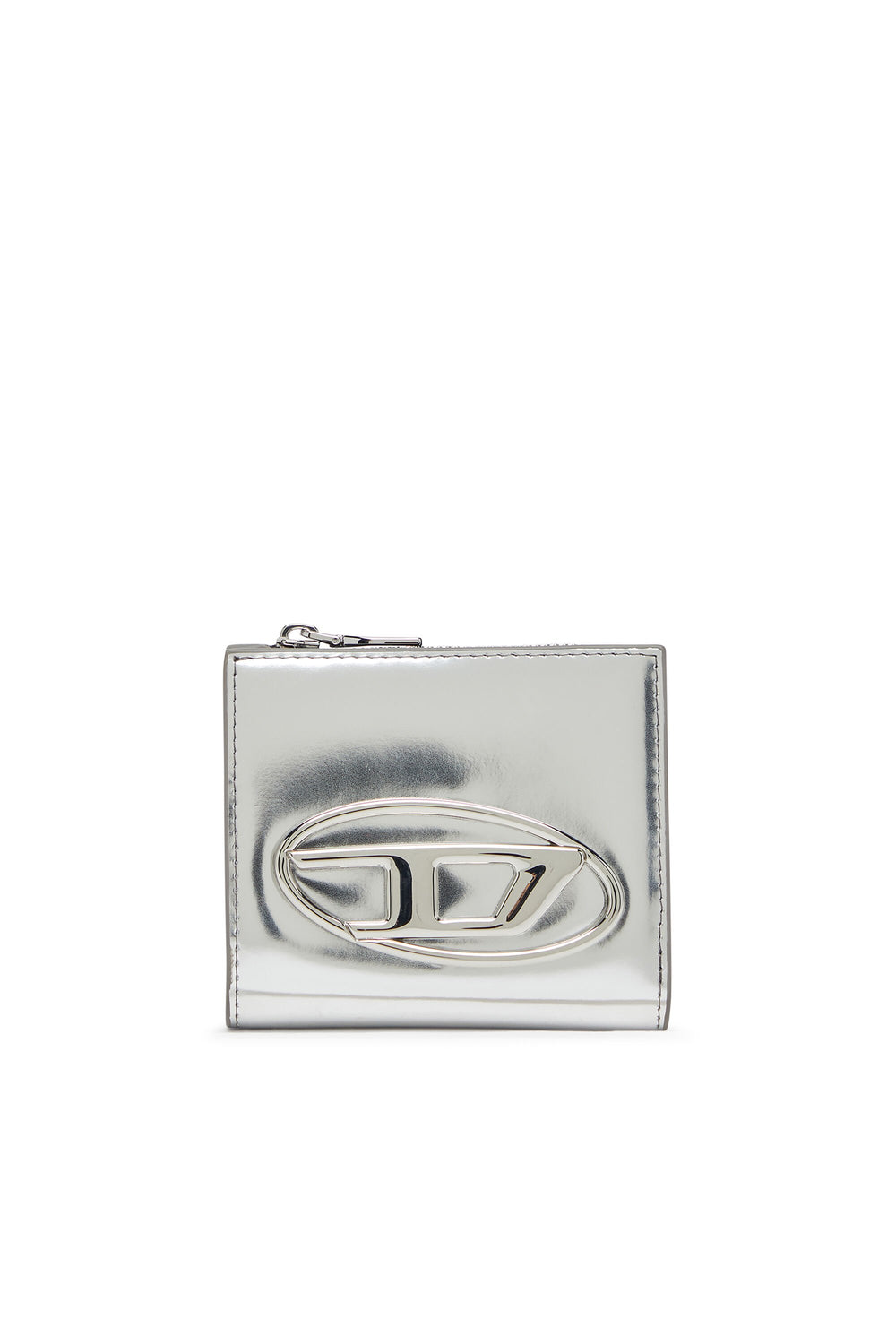 Women's Bi-fold card holder in mirrored leather Silver
