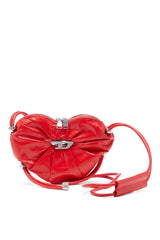 Women's Scrunch-D-Heart shoulder bag in scrunched leather Red