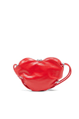 Women's Scrunch-D-Heart shoulder bag in scrunched leather Red
