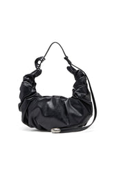 Women's Grab-D L-Large scrunched hobo bag in shiny PU Black