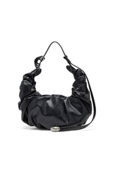 Women's Grab-D L-Large scrunched hobo bag in shiny PU Black