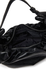 Women's Grab-D L-Large scrunched hobo bag in shiny PU Black
