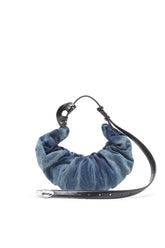 Women's Grab-D-Small scrunched hobo bag in treated denim Blue