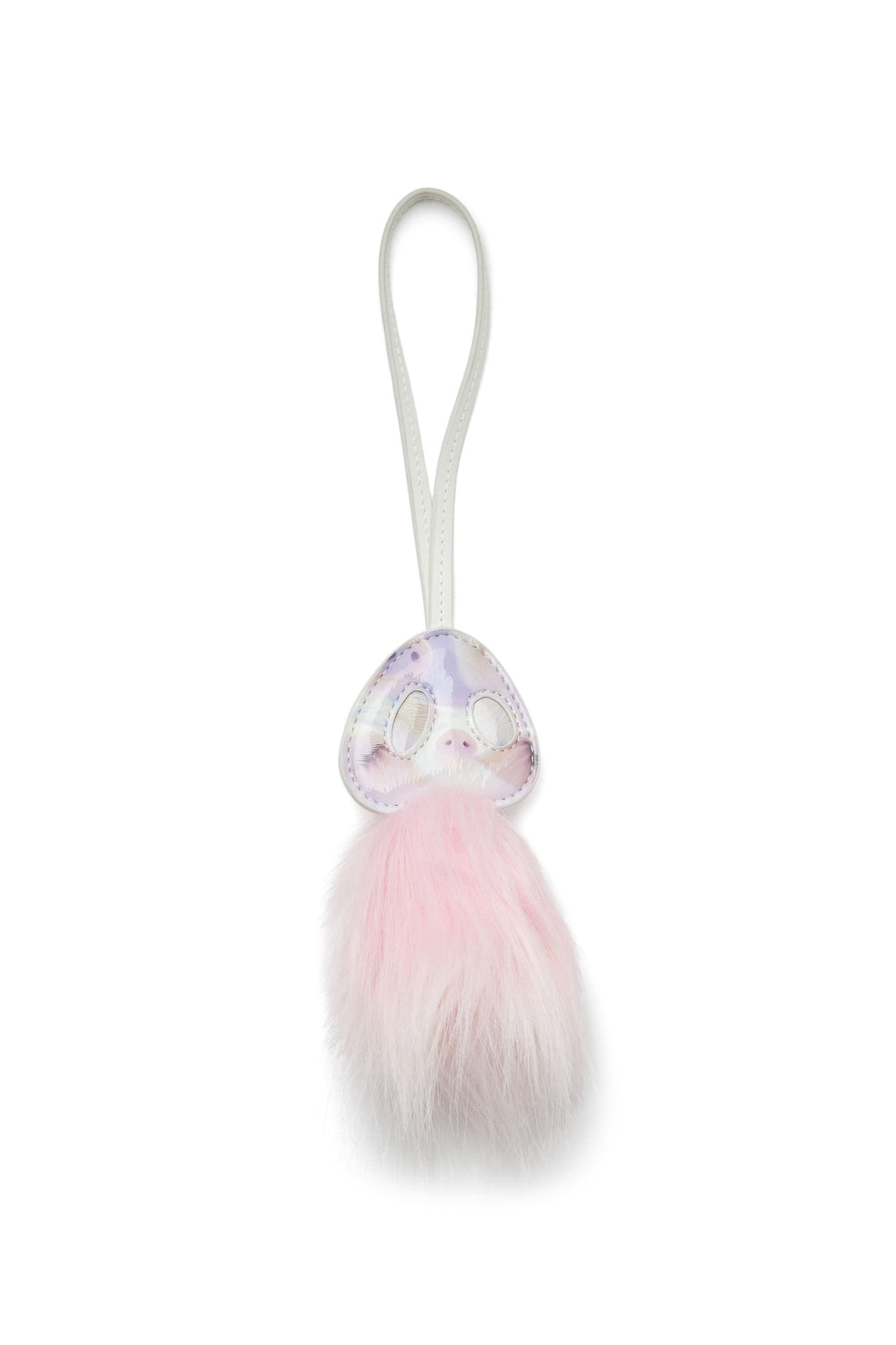 Women's Pig's snout bag charm with fluffy detail Pink