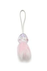 Women's Pig's snout bag charm with fluffy detail Pink