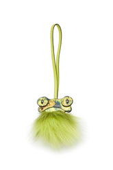 Women's Frog bag charm with fluffy tail Green
