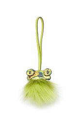 Women's Frog bag charm with fluffy tail Green
