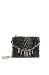 Women's Card holder with chain and zip coin pocket Grey
