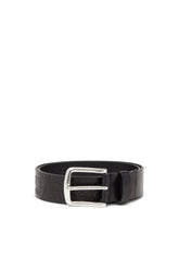 Men's 4 cm leather belt with engraved logo Black