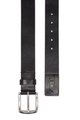 Men's 4 cm leather belt with engraved logo Black