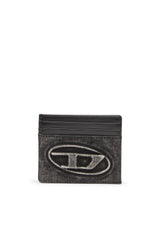 Women's Card holder in washed cotton and leather Grey