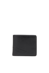 Men's Bi-fold leather wallet with embossed logo Black