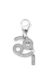 Women's Metal Cancer charm with rhinestones Silver