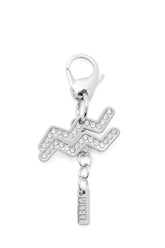 Women's Metal Aquarius charm with rhinestones Silver