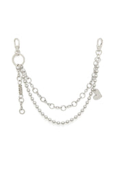 Women's Layered chain charm with heart and Diesel pendant Silver