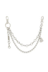 Women's Layered chain charm with heart and Diesel pendant Silver