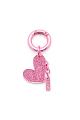 Women's Metal heart charm with rhinestones Pink