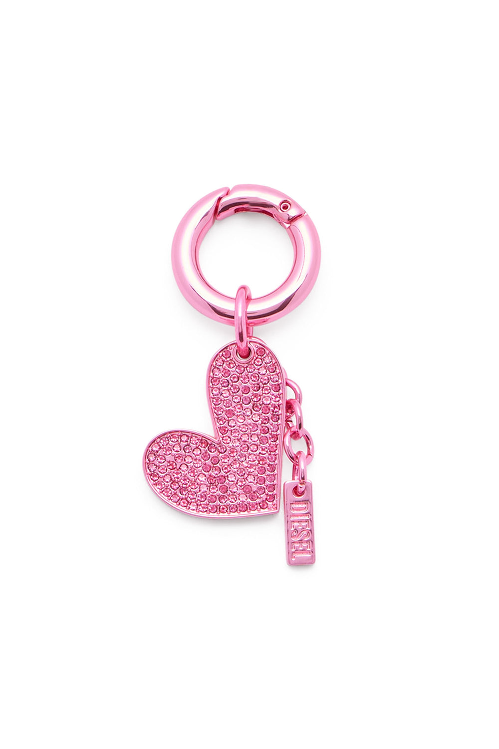 Women's Metal heart charm with rhinestones Pink