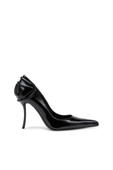 Women's D-Ten&Half-Glossy pumps with curved heel Black