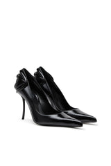 Women's D-Ten&Half-Glossy pumps with curved heel Black