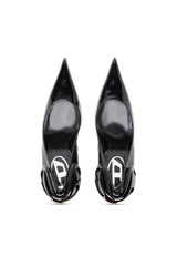 Women's D-Ten&Half-Glossy pumps with curved heel Black