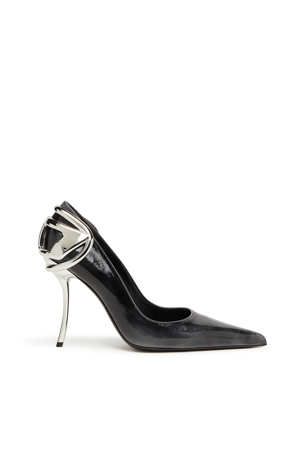Women's D-Ten&Half-Pumps in patent pull-up leather Black
