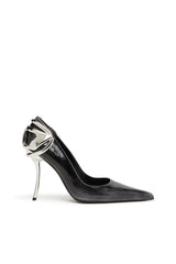 Women's D-Ten&Half-Pumps in patent pull-up leather Black