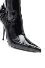 Women's D-Ten&Half-Glossy knee-high boots with curved heel Black