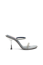 Women's D-Havanna-Heeled mules in crystal denim Blue