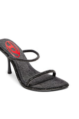 Women's D-Havanna-Heeled mules in crystal denim Blue