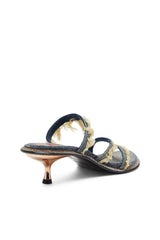 Women's D-Havanna Kittie-Frayed-denim mules with crystals Blue