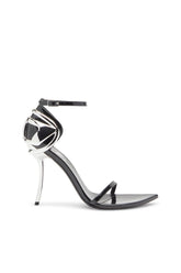 Women's D-Ten&Half-Stiletto sandals in patent leather and satin Black