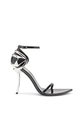 Women's D-Ten&Half-Stiletto sandals in patent leather and satin Black