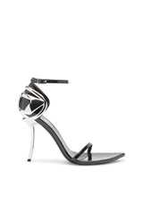 Women's D-Ten&Half-Stiletto sandals in patent leather and satin Black
