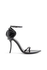Women's D-Ten&Half-Stiletto sandals in patent leather and satin Black