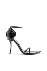 Women's D-Ten&Half-Stiletto sandals in patent leather and satin Black