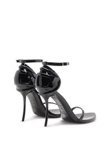 Women's D-Ten&Half-Stiletto sandals in patent leather and satin Black