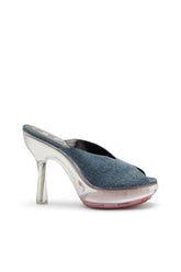 Women's D-Lake-Platform mules in denim and plexiglass Blue