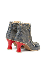 Women's D-Woodstock - Denim boots with heel Blue