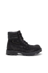 Men's D-Hammer-Combat boots in denim and leather Black