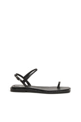 Women's D-AMBER - Sandal in leather with metallic logo Black