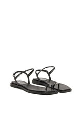 Women's D-AMBER - Sandal in leather with metallic logo Black