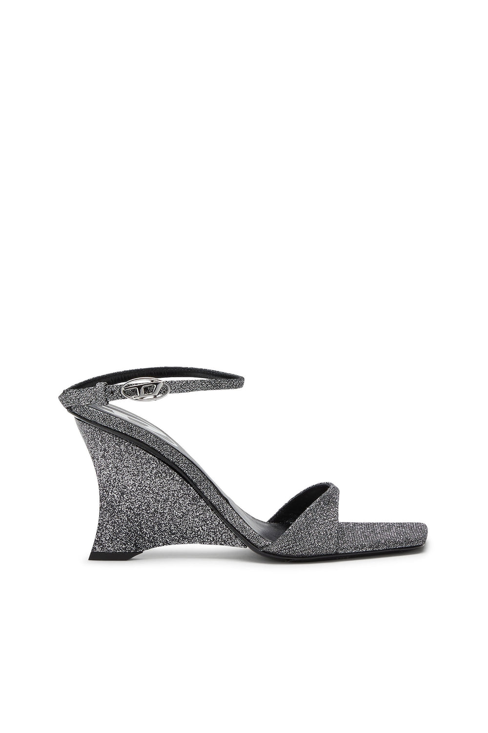 Women's D-Amber-Wedge sandals in Lurex fabric Silver