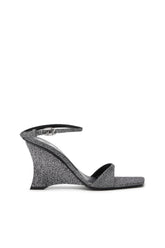 Women's D-Amber-Wedge sandals in Lurex fabric Silver