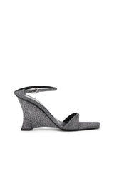 Women's D-Amber-Wedge sandals in Lurex fabric Silver