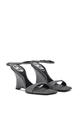 Women's D-Amber-Wedge sandals in Lurex fabric Silver