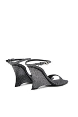 Women's D-Amber-Wedge sandals in Lurex fabric Silver
