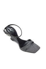 Women's D-Amber-Wedge sandals in Lurex fabric Silver